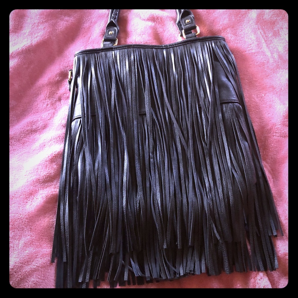 Steve Madden black fringe purse